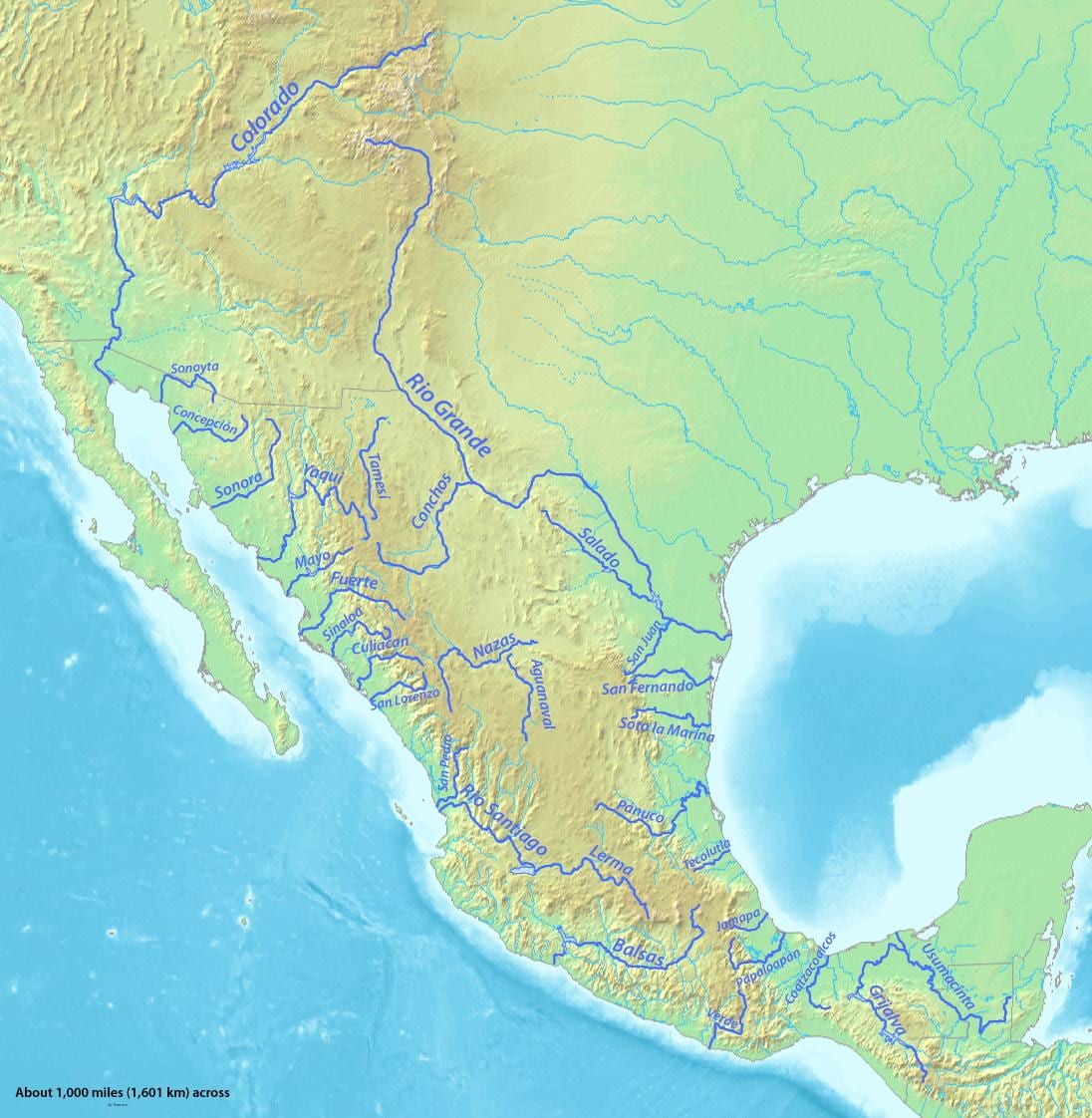 แผนที่ของริเวอร์อยู่ในเม็กซิโก