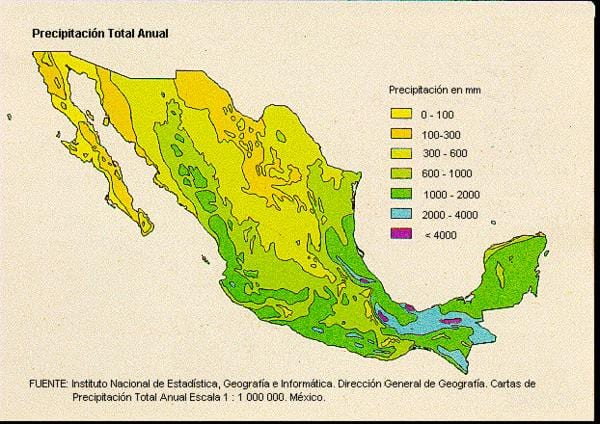 สภาพอากาศบนแผนที่สำหรับเม็กซิโก