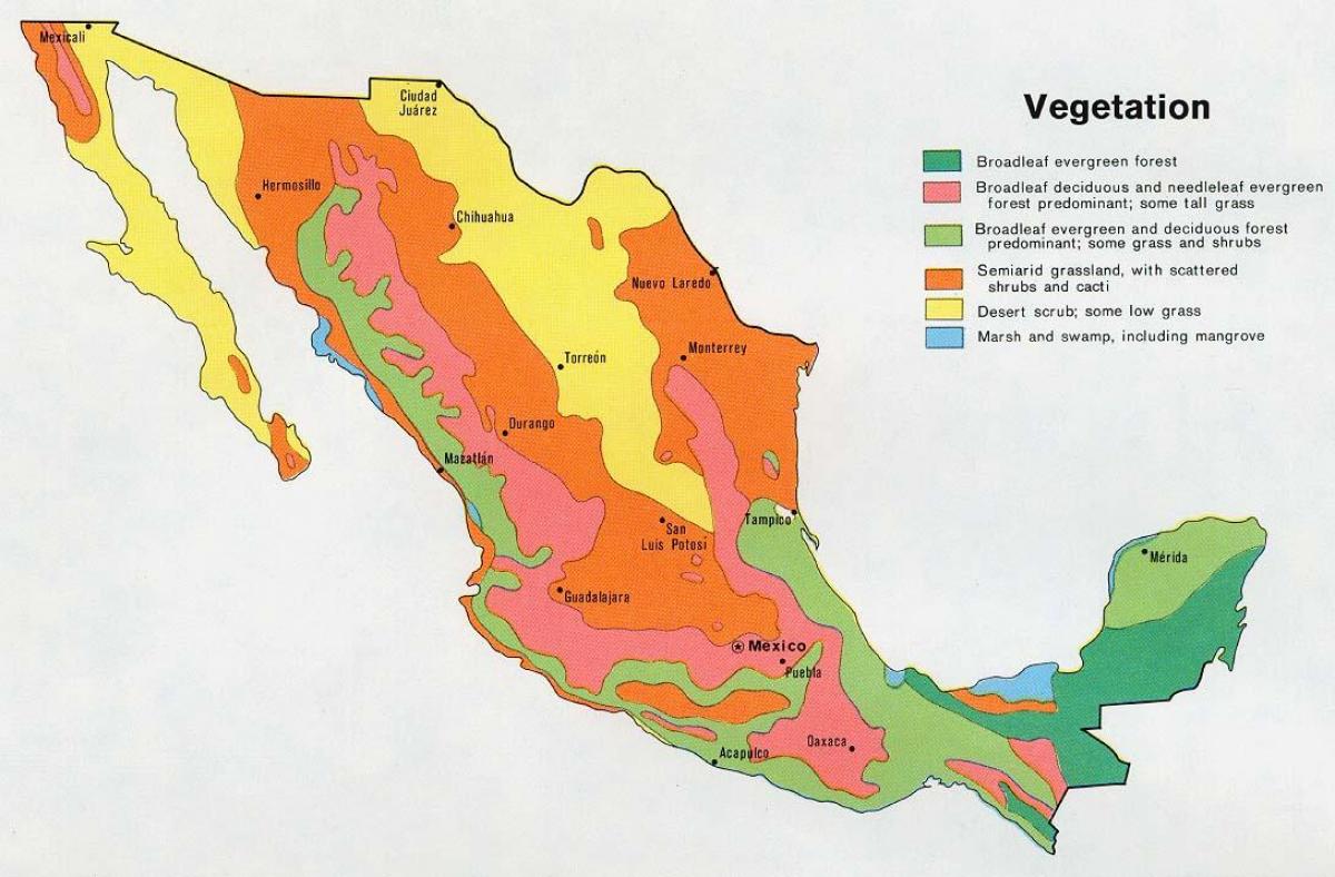 แผนที่ของเม็กซิโก natual ressources