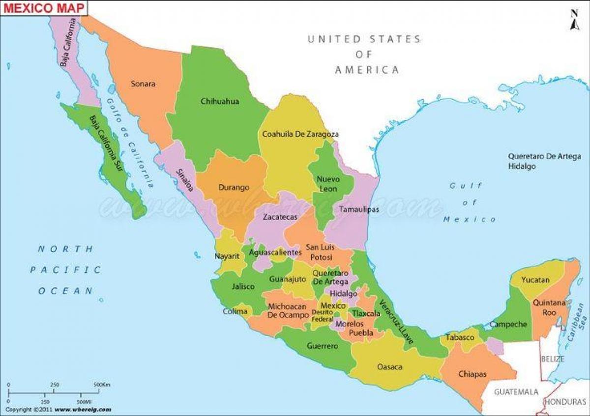 แผนที่เม็กซิโกเมริกา