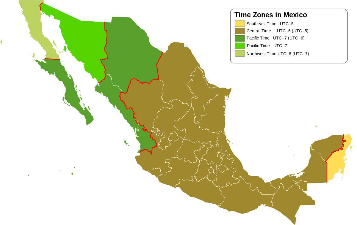 พื้นที่เวลาบนแผนที่เม็กซิโก