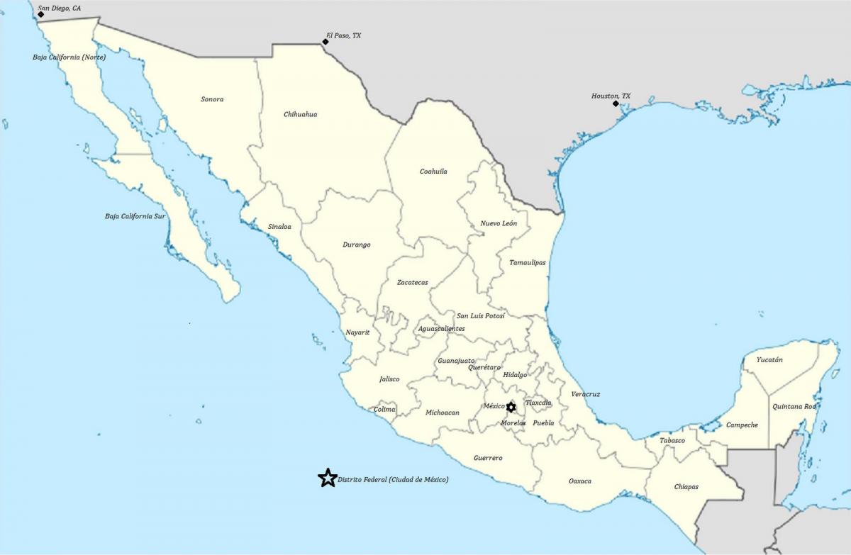 อเมริกาของแผนที่เม็กซิโก