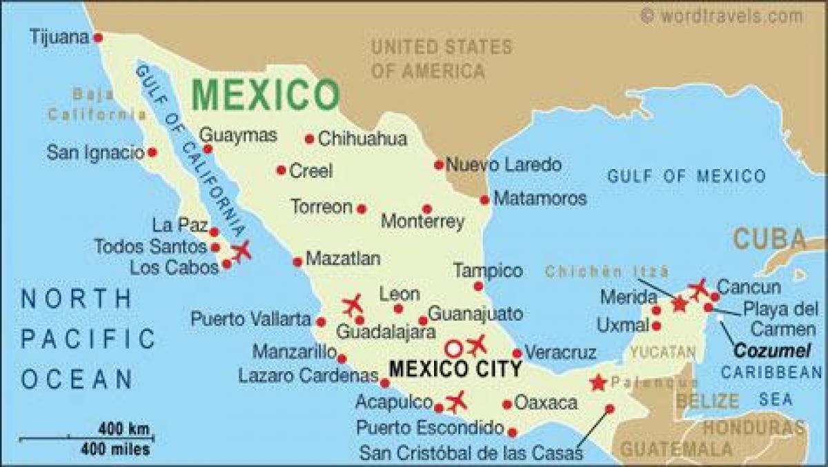 แผนที่ของสนามบินอยู่ในเม็กซิโก