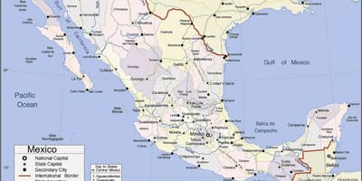 แผนที่ของเม็กซิโกแปซิฟิกนอกชายฝั่ง resorts