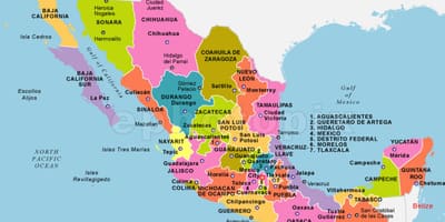 เม็กซิโกดูแผนที่กับรัฐและเมืองหลว